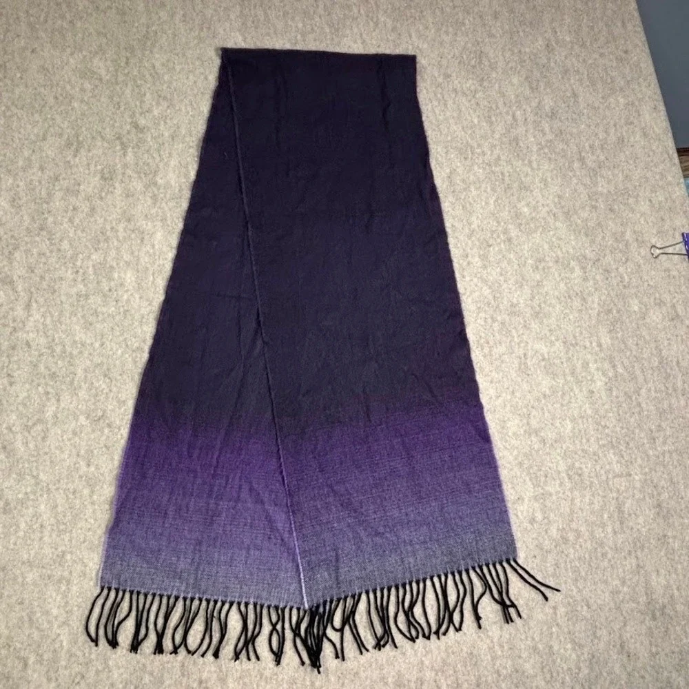 Cashmere Scarf Shawl Stole Purple Ombre Made in Scotland Luxury Chic